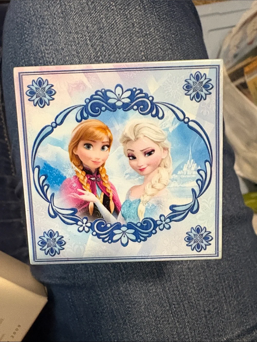 Disney Kids Anna and Elsa Floral Necklace in Blue and White Box